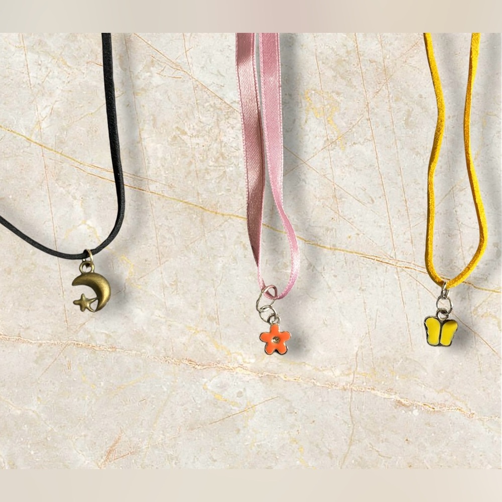 Handmade Assorted Charm Adjustable Necklace Bundle of 3